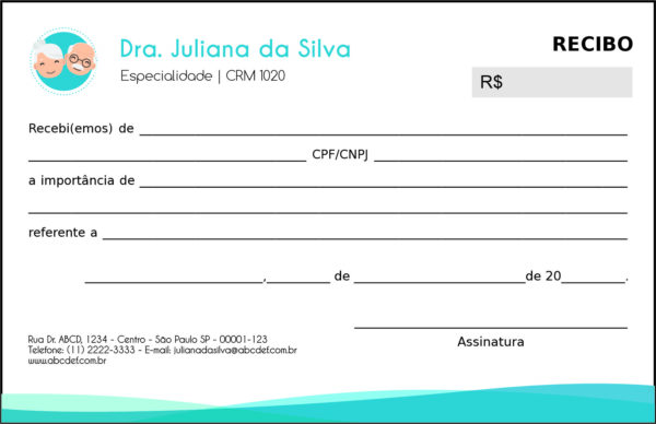 Recibo em 2 vias Geriatria Sari Recibo em 2 vias Geriatria Sari