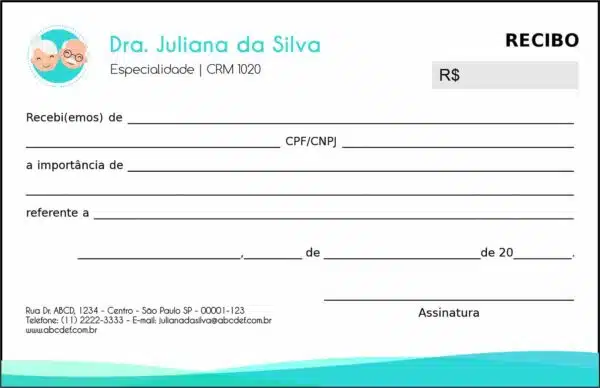 Recibo em 2 vias Geriatria Sari Recibo em 2 vias Geriatria Sari