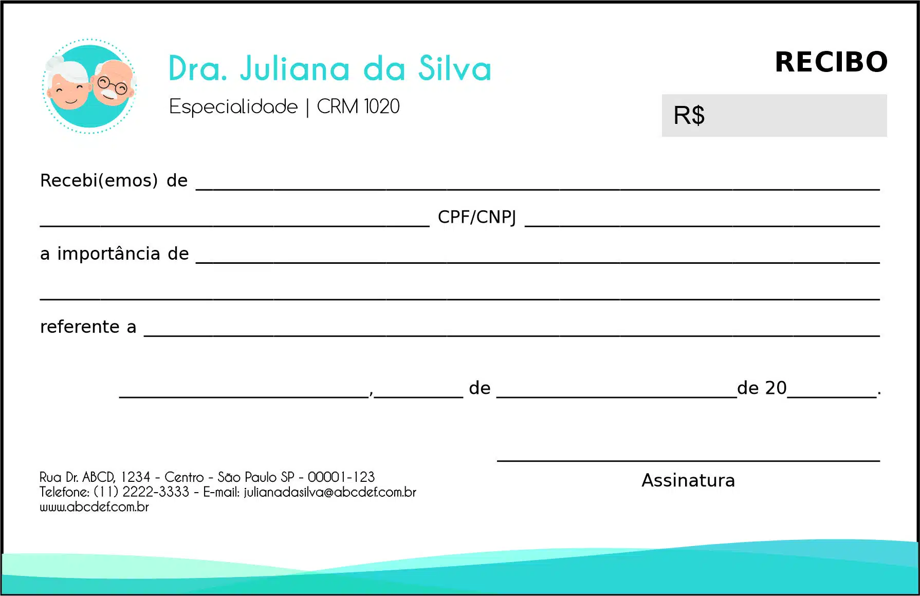 Recibo em 2 vias Geriatria Sari
