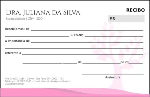 Recibo em 2 vias Geriatria Carmânia Recibo em 2 vias Geriatria Carmânia