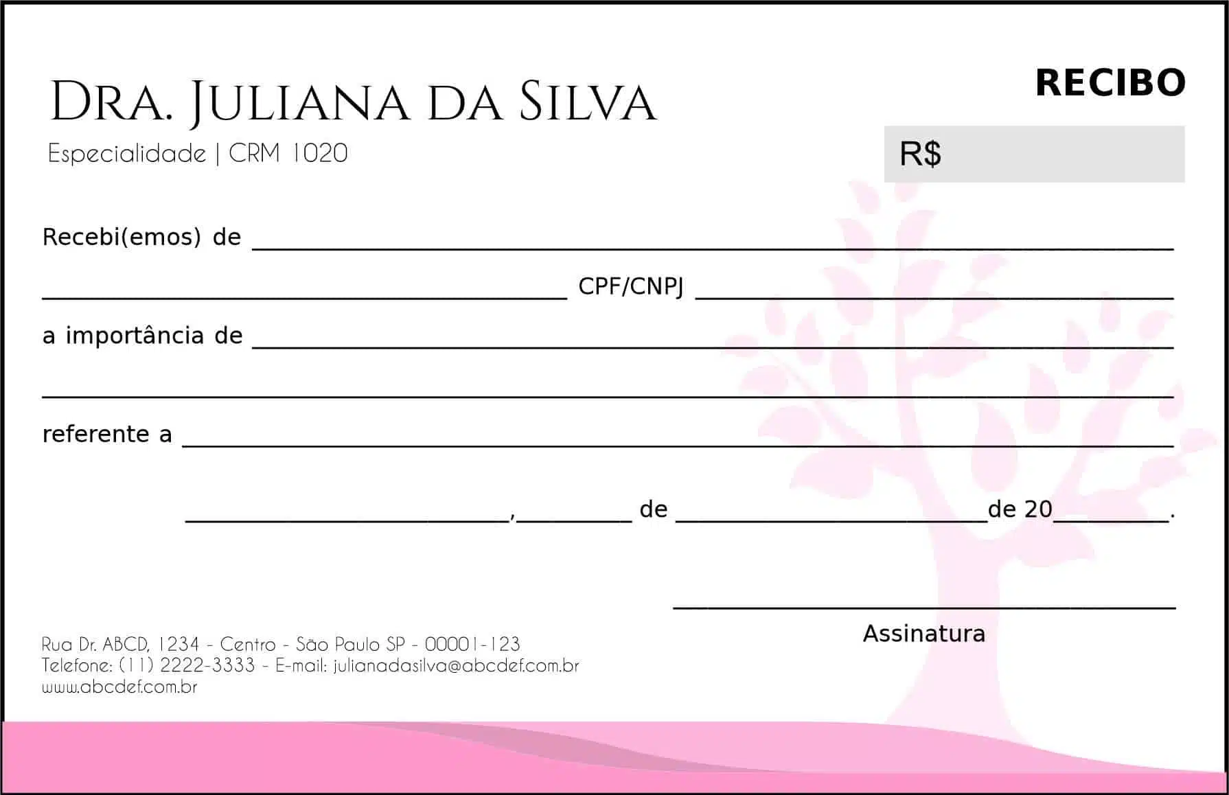 Recibo em 2 vias Geriatria Carmânia