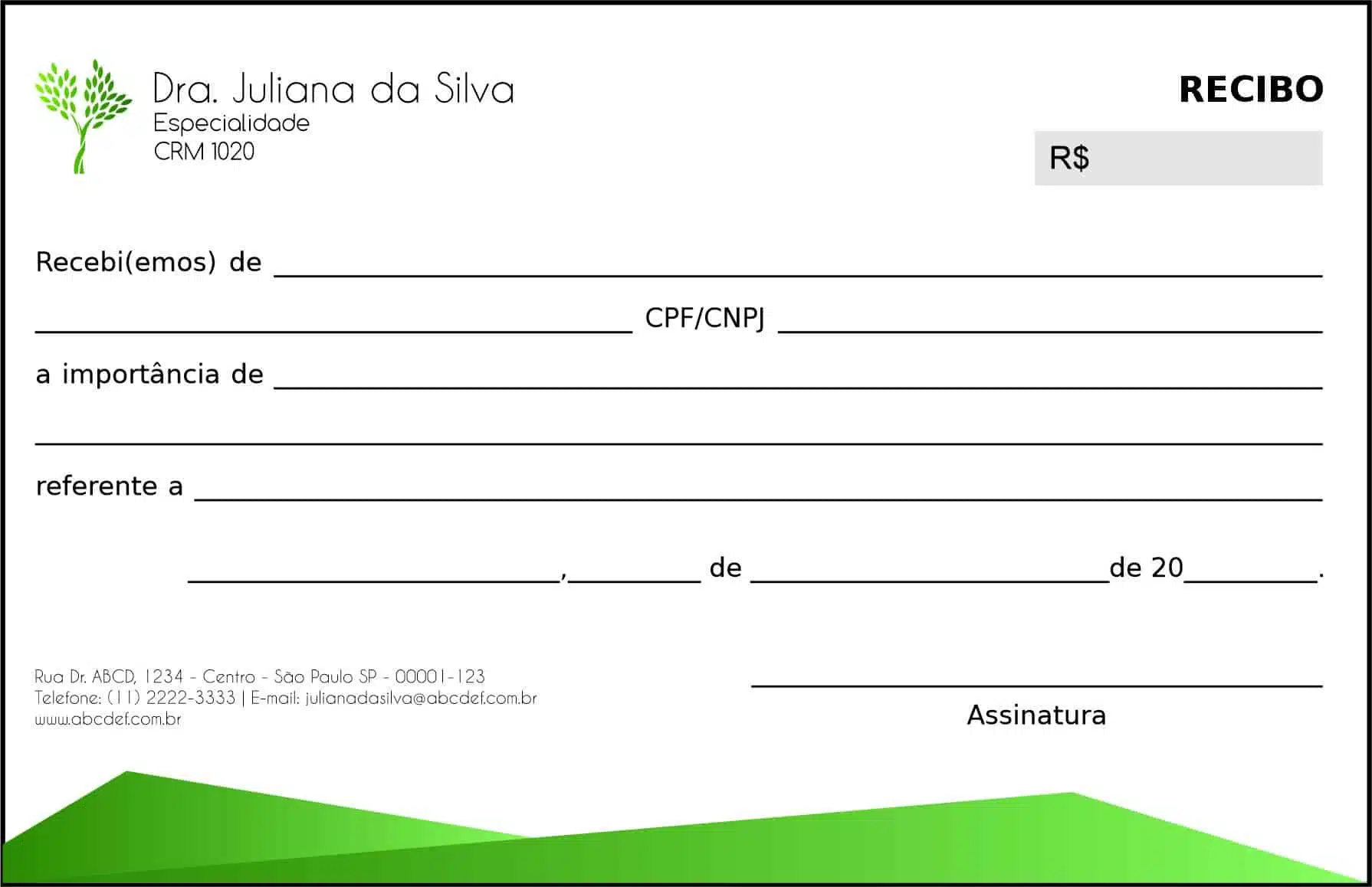 Recibo em 2 vias Geriatria Amol
