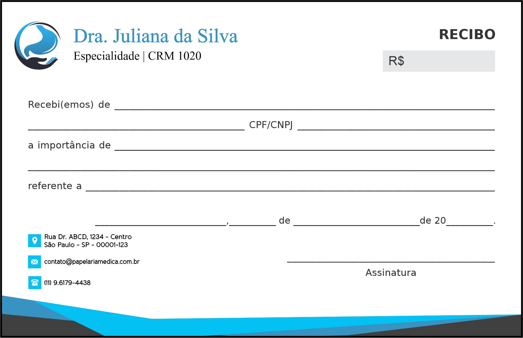 Recibo em 2 vias Gastroenterologia São Petersburgo