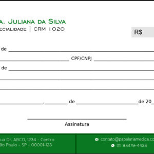 Recibo em 2 vias Gastroenterologia Omsk