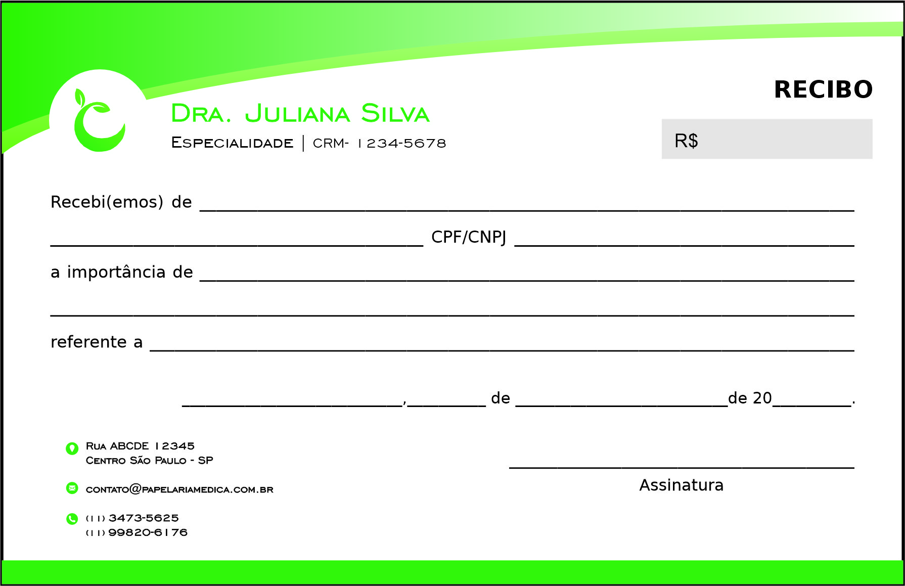 Recibo em 2 vias Nutricionista Córdoba