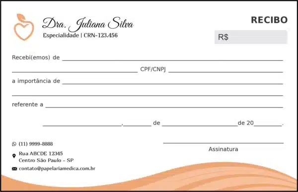 Recibo em 2 vias Nutricionista La Plata Recibo em 2 vias Nutricionista La Plata