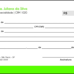 Recibo em 2 vias Nutricionista Mendoza