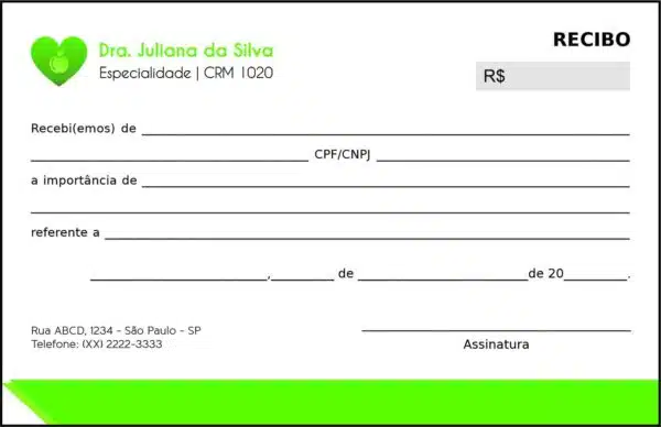 Recibo em 2 vias Nutricionista Mendoza Recibo em 2 vias Nutricionista Mendoza