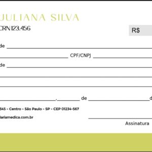 Recibo em 2 vias Nutricionista Salta