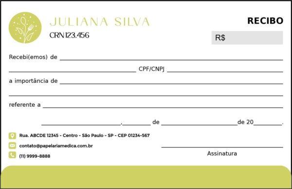 Recibo em 2 vias Nutricionista Salta Recibo em 2 vias Nutricionista Salta