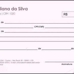Recibo em 2 vias Oncologia Tóquio