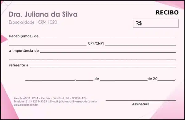Recibo em 2 vias Oncologia Tóquio Recibo em 2 vias Oncologia Tóquio