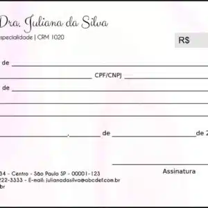 Recibo em 2 vias Oncologia Yokohama
