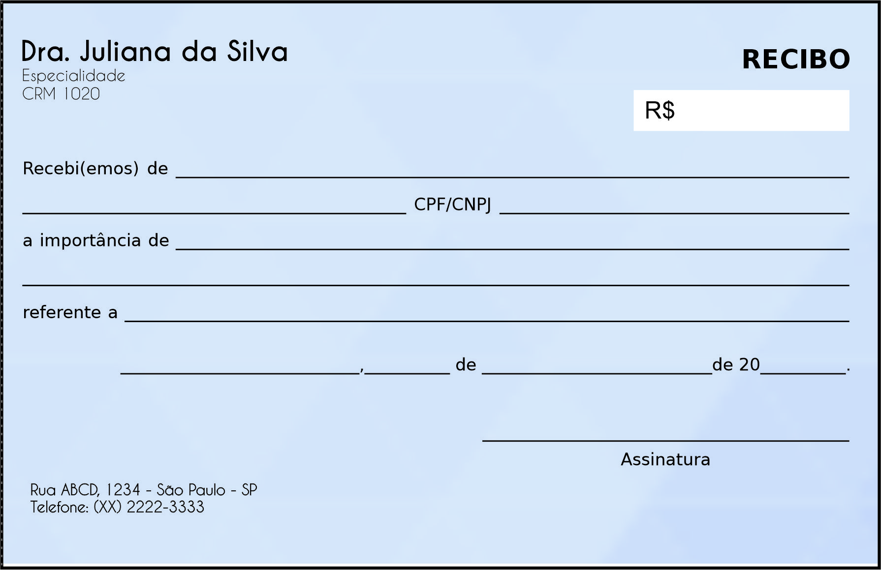 Recibo em 2 vias Oncologia Kyoto