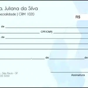 Recibo em 2 vias Oftalmologia Visby