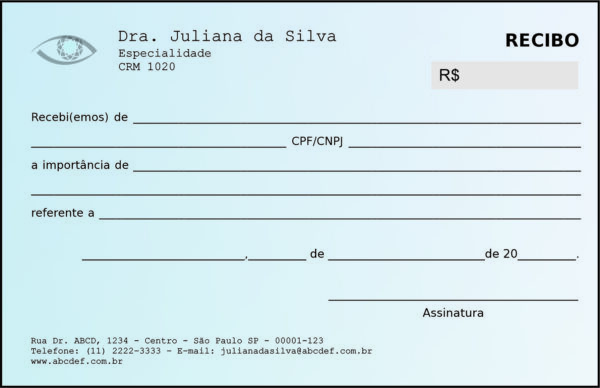 Recibo em 2 vias Oftalmologia Kiruna Recibo em 2 vias Oftalmologia Kiruna