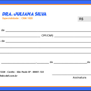 Recibo em 2 vias Pediatra Radom