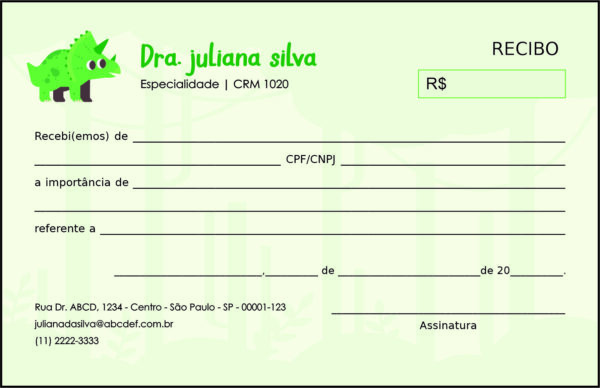 Recibo em 2 vias Pediatra Sopot Recibo em 2 vias Pediatra Sopot