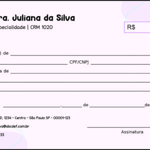 Recibo em 2 vias Pediatra Moszna