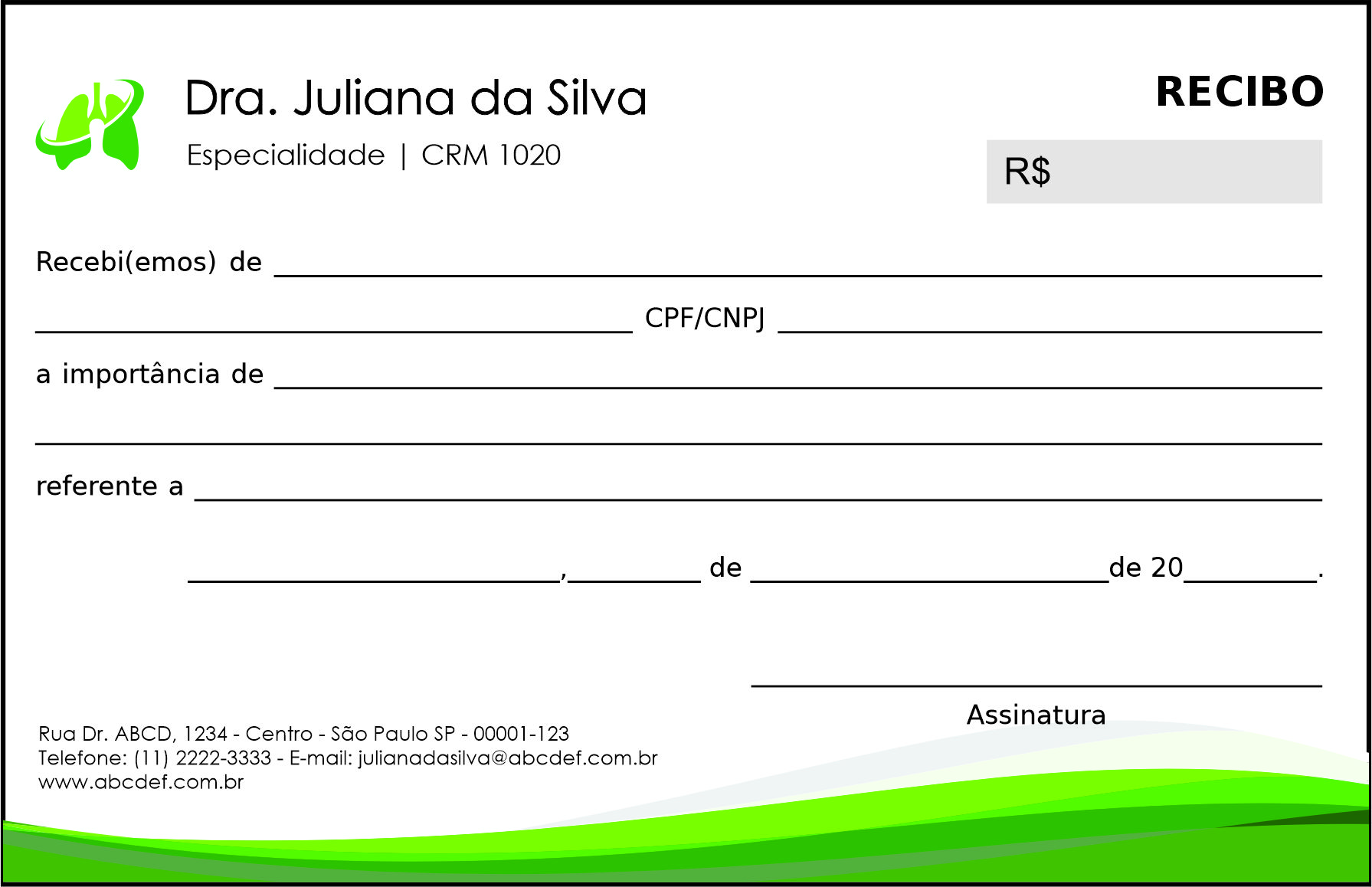 Recibo em 2 vias Pneumologia Copenhague