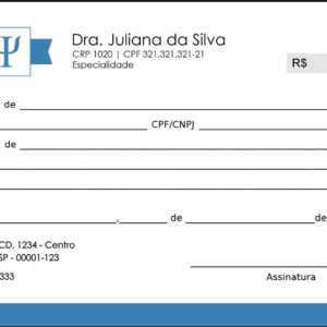 Recibo em 2 vias Psicologia Bremen