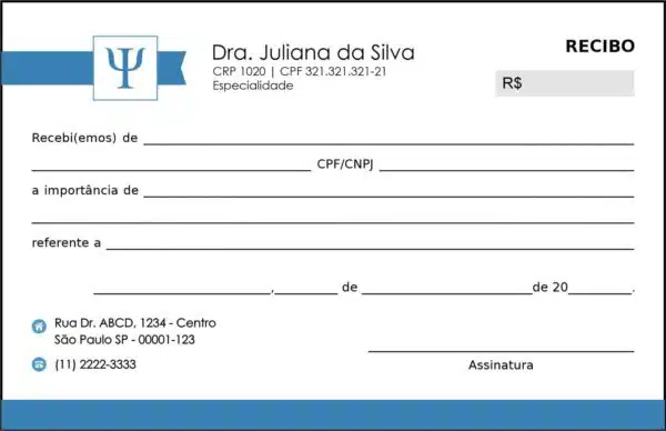 Recibo em 2 vias Psicologia Bremen Recibo em 2 vias Psicologia Bremen