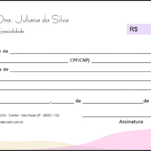 Recibo em 2 vias Dermatologista Bath
