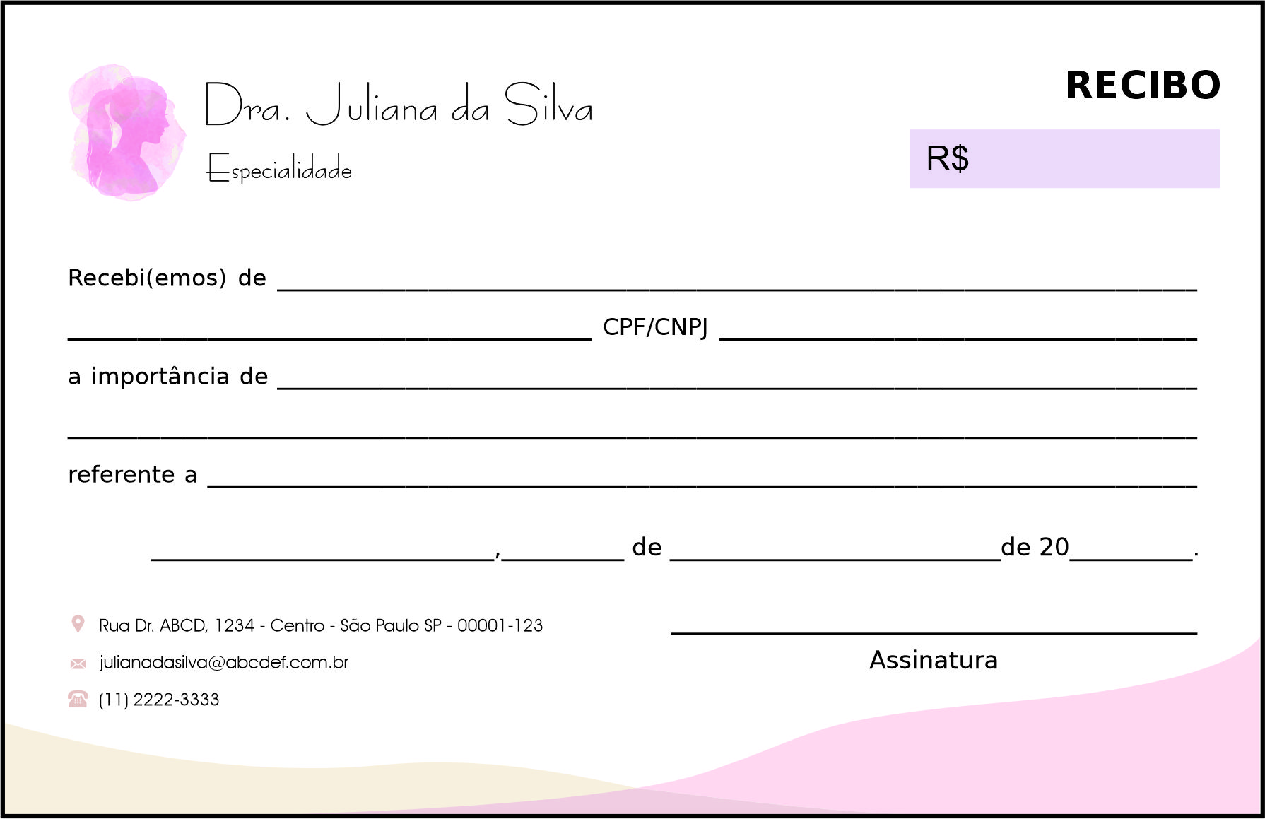 Recibo em 2 vias Dermatologista Bath