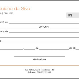 Recibo em 2 vias Dermatologista Chester