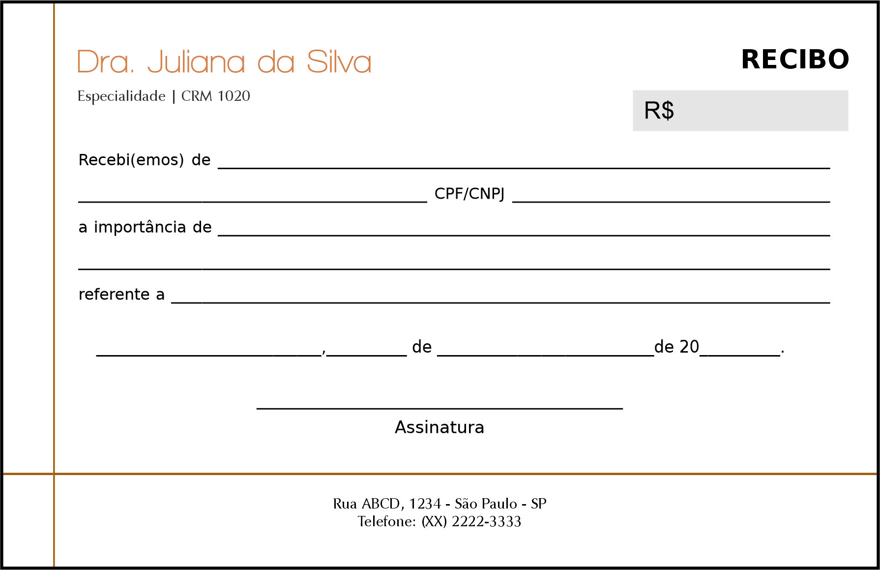 Recibo em 2 vias Dermatologista Chester