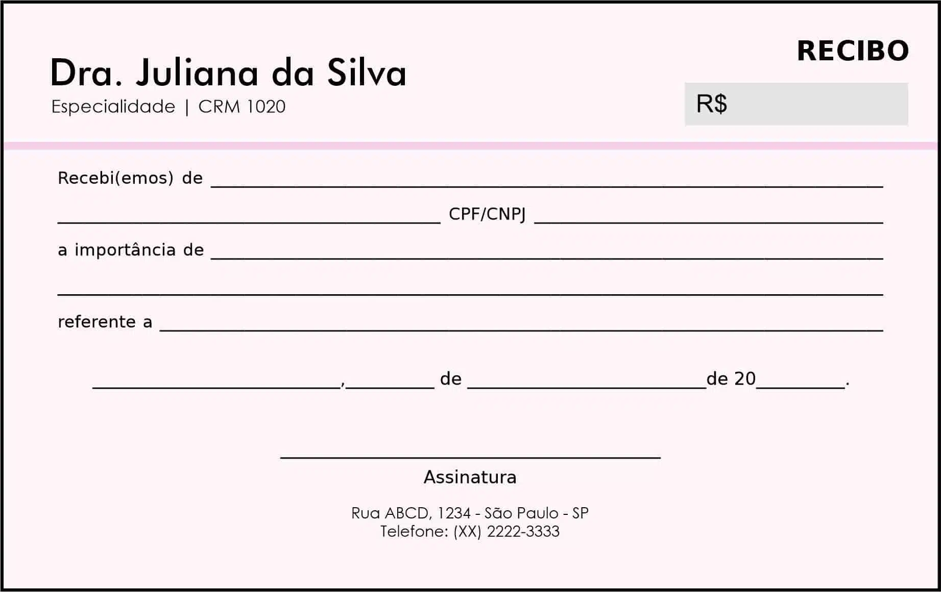 Recibo em 2 vias Dermatologista Ripon