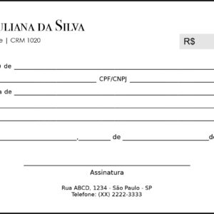 Recibo em 2 vias Dermatologista Burford