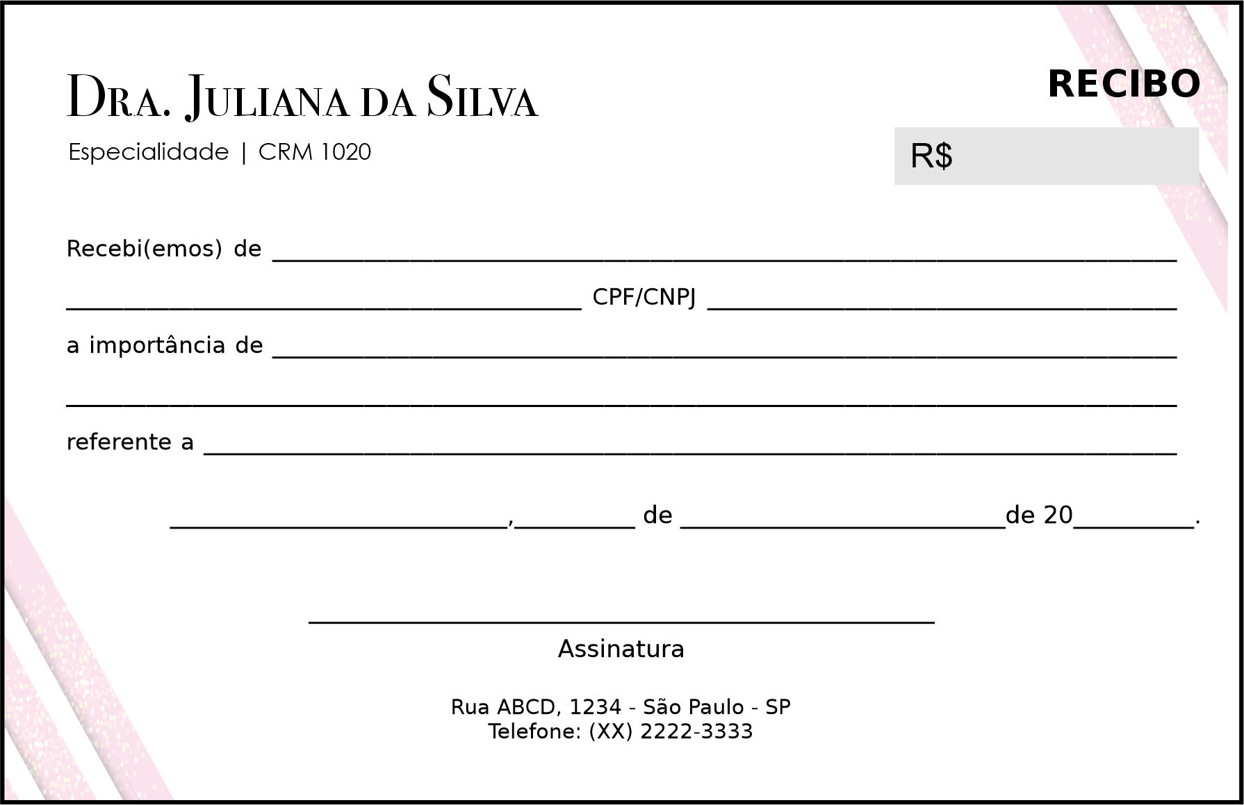 Recibo em 2 vias Dermatologista Burford