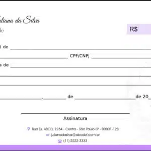 Recibo em 2 vias Dermatologista Liverpool