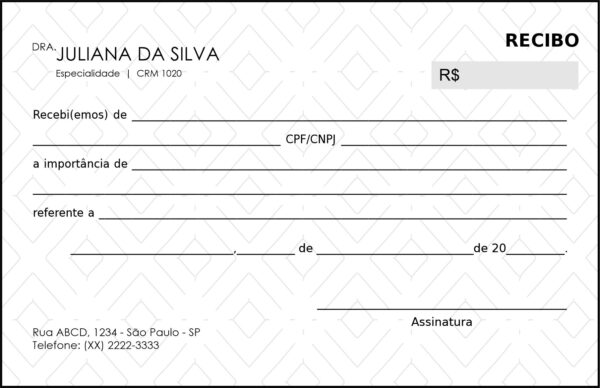 Recibo em 2 vias Clínica Geral Cairo Recibo em 2 vias Clínica Geral Cairo