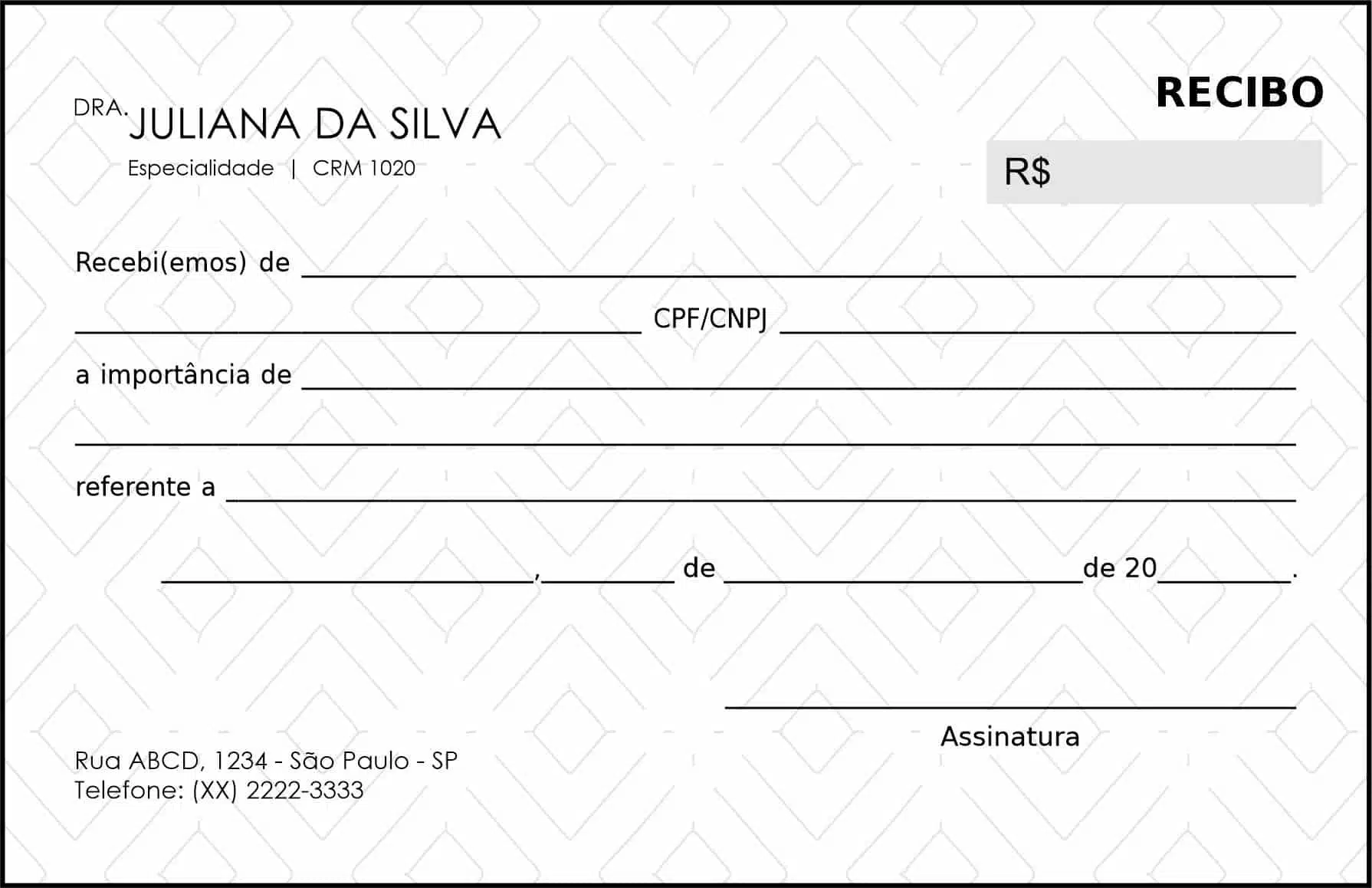 Recibo em 2 vias Clínica Geral Cairo