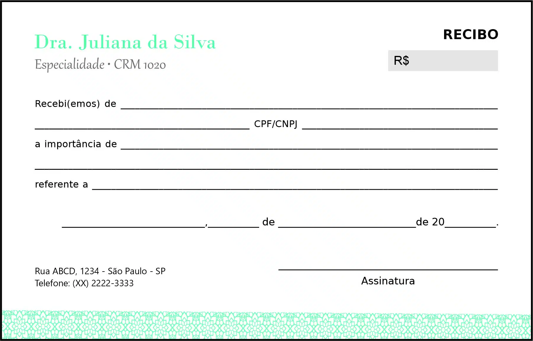 Recibo em 2 vias Clínica Geral Taba