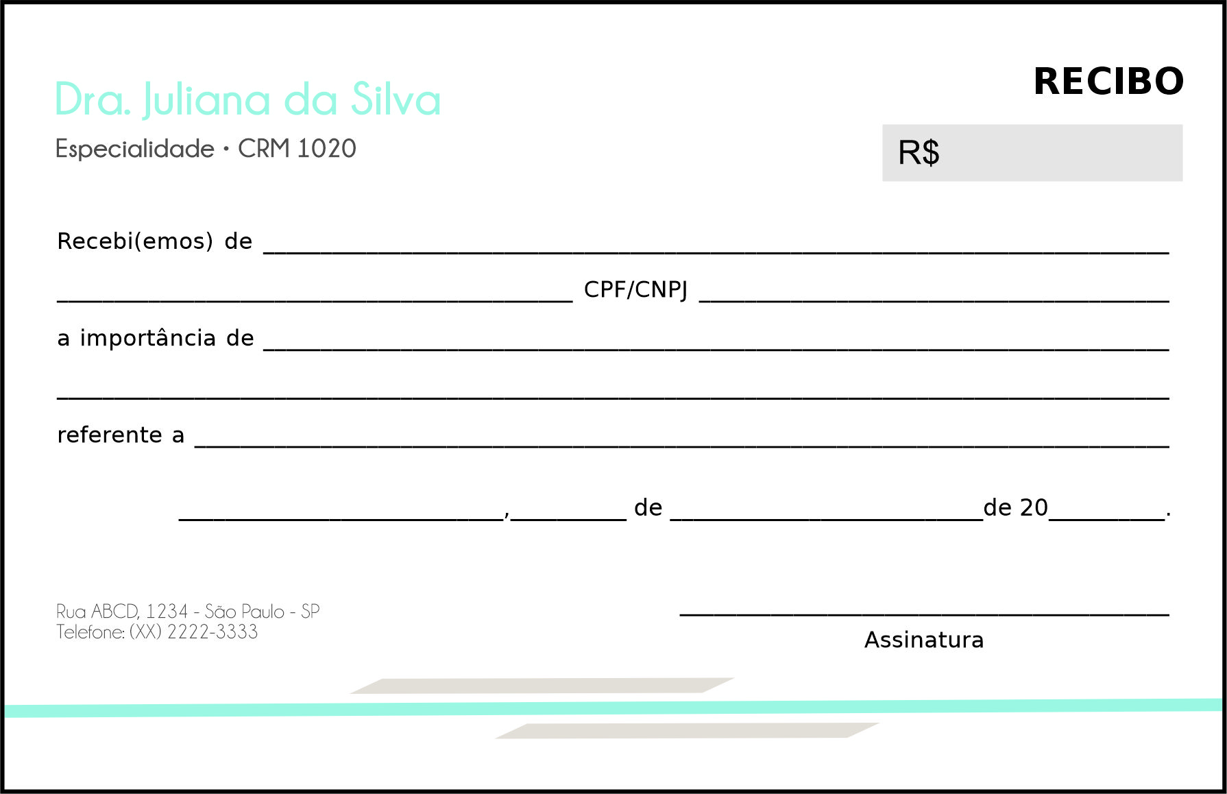 Recibo em 2 vias Clínica Geral Suez