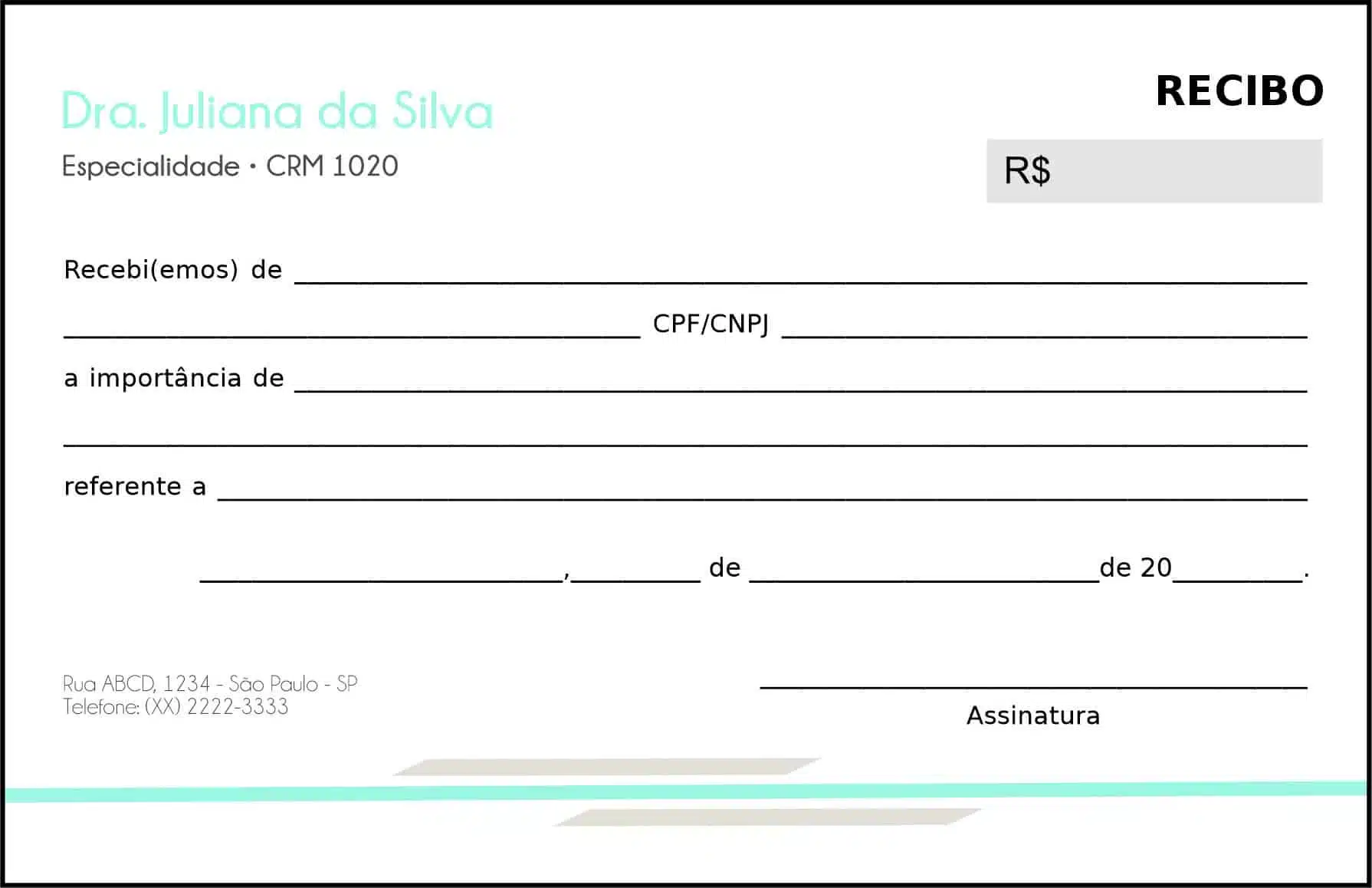 Recibo em 2 vias Clínica Geral Suez