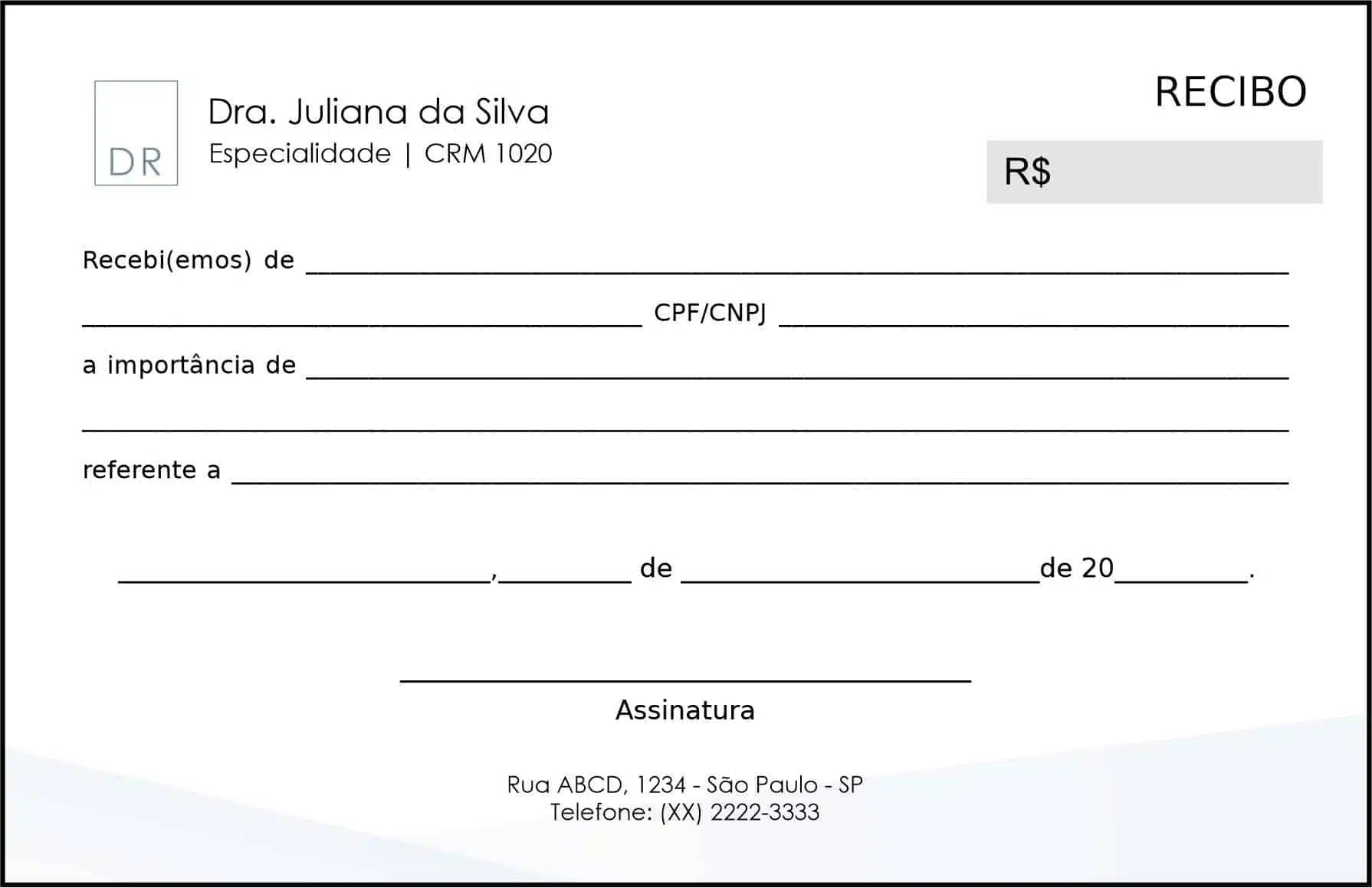 Recibo em 2 vias Clínica Geral Alexandria