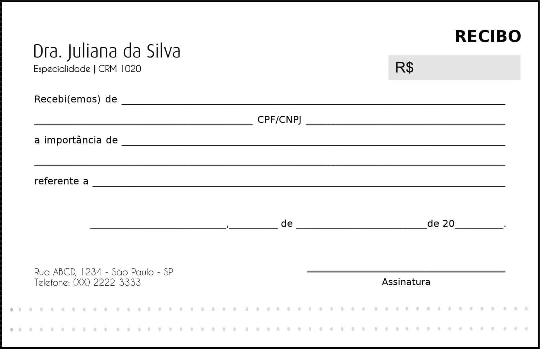 Recibo em 2 vias Clínica Geral Tebas