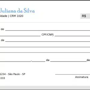Recibo em 2 vias Clínica Geral Saís