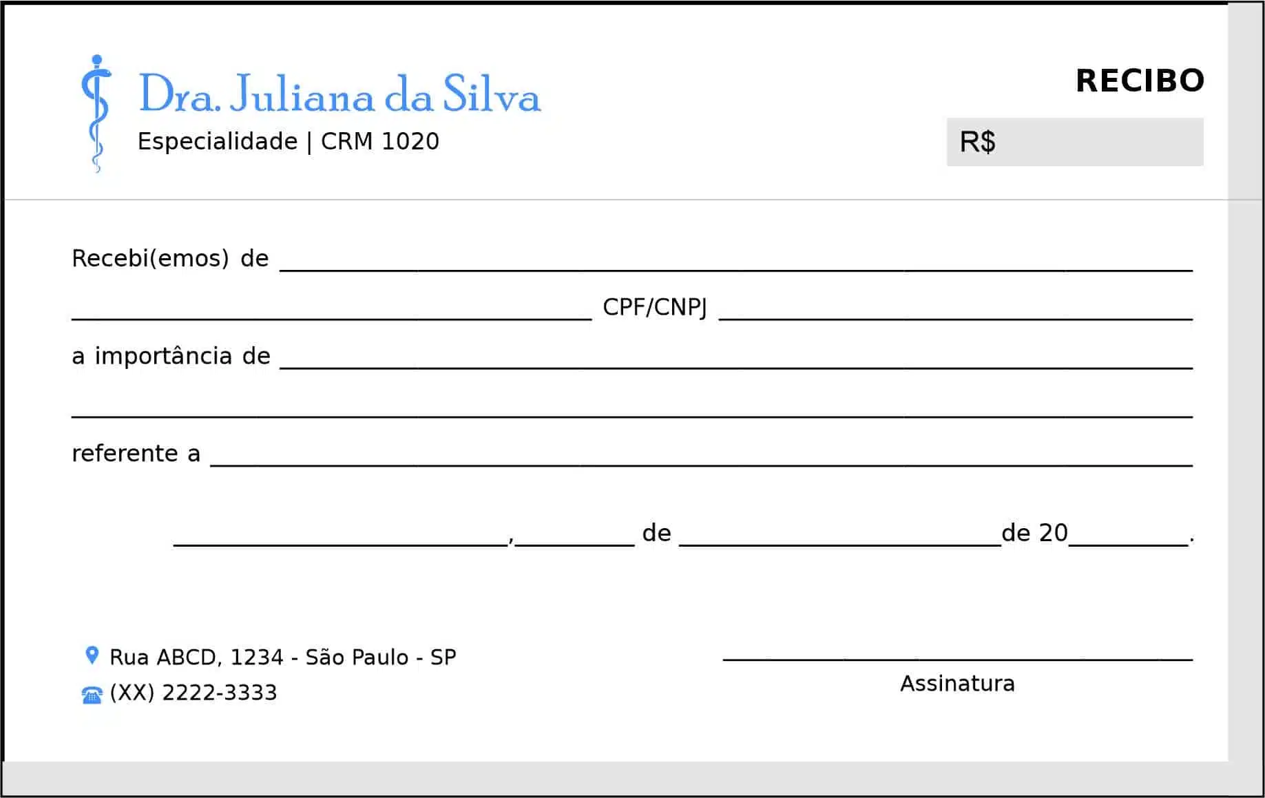 Recibo em 2 vias Clínica Geral Saís