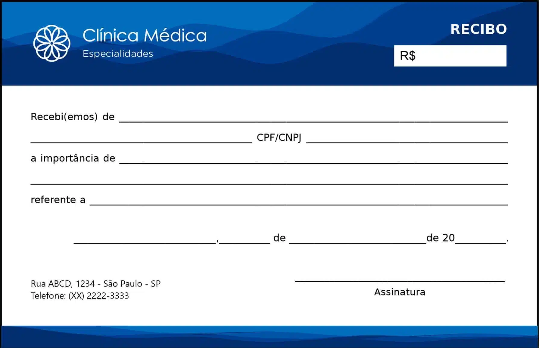 Recibo em 2 vias Clínica Geral Ismaília