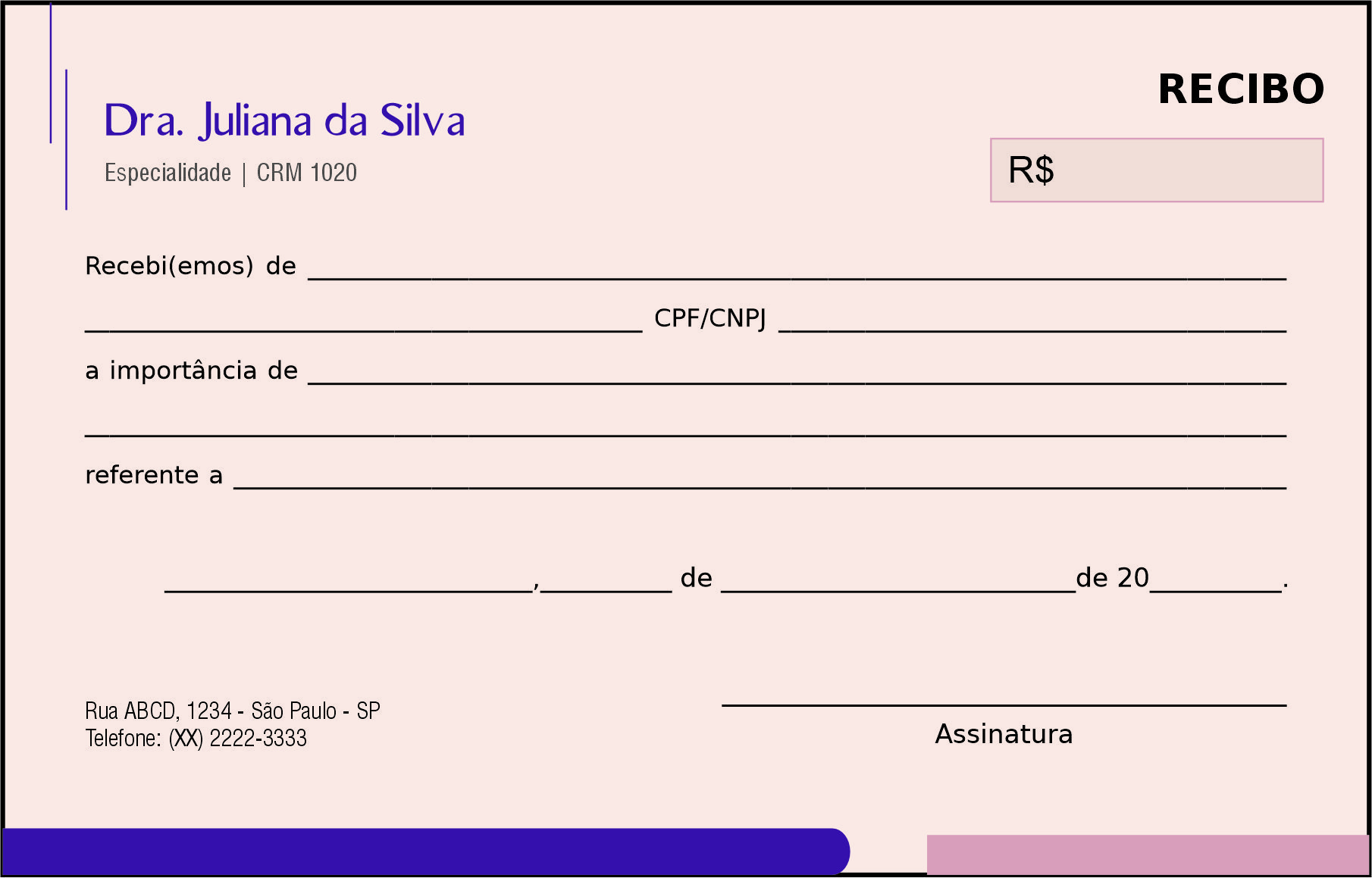 Recibo em 2 vias Clínica Geral Luxor