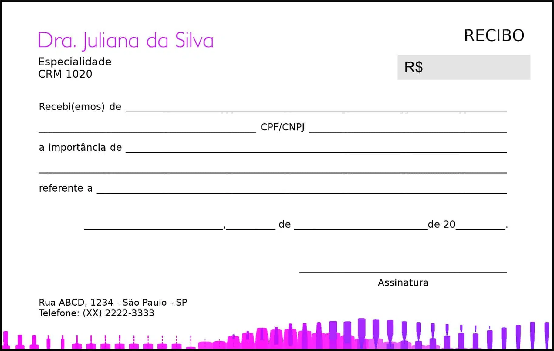 Recibo em 2 vias Ginecologia Austin