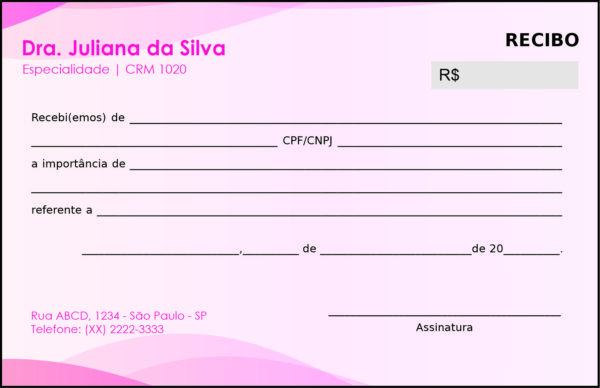 Recibo em 2 vias Ginecologia Miami Recibo em 2 vias Ginecologia Miami