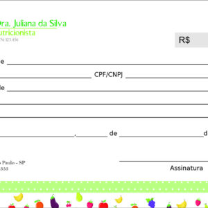 Recibo em 2 vias Nutricionista Corrientes