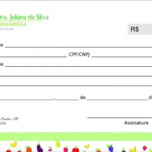 Recibo em 2 vias Nutricionista Corrientes
