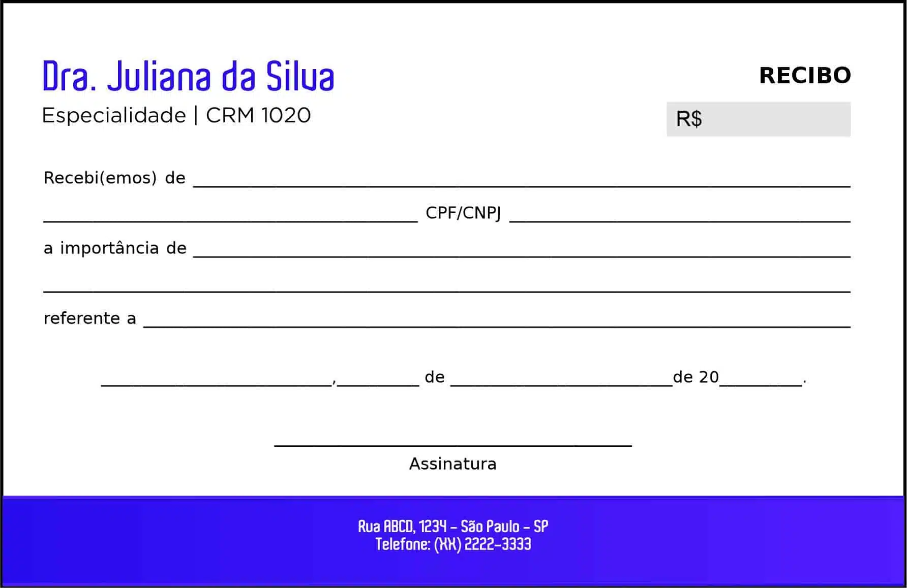 Recibo em 2 vias Ortopedia Atenas